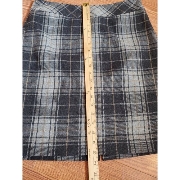Eddie‎ Bauer Skirt Women's Size 6 Wool Blend Gray Plaid Lined Mini A-Line Slit - Picture 8 of 11